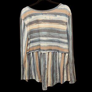 Versona | Striped Long Sleeve Babydoll Top | Size Large